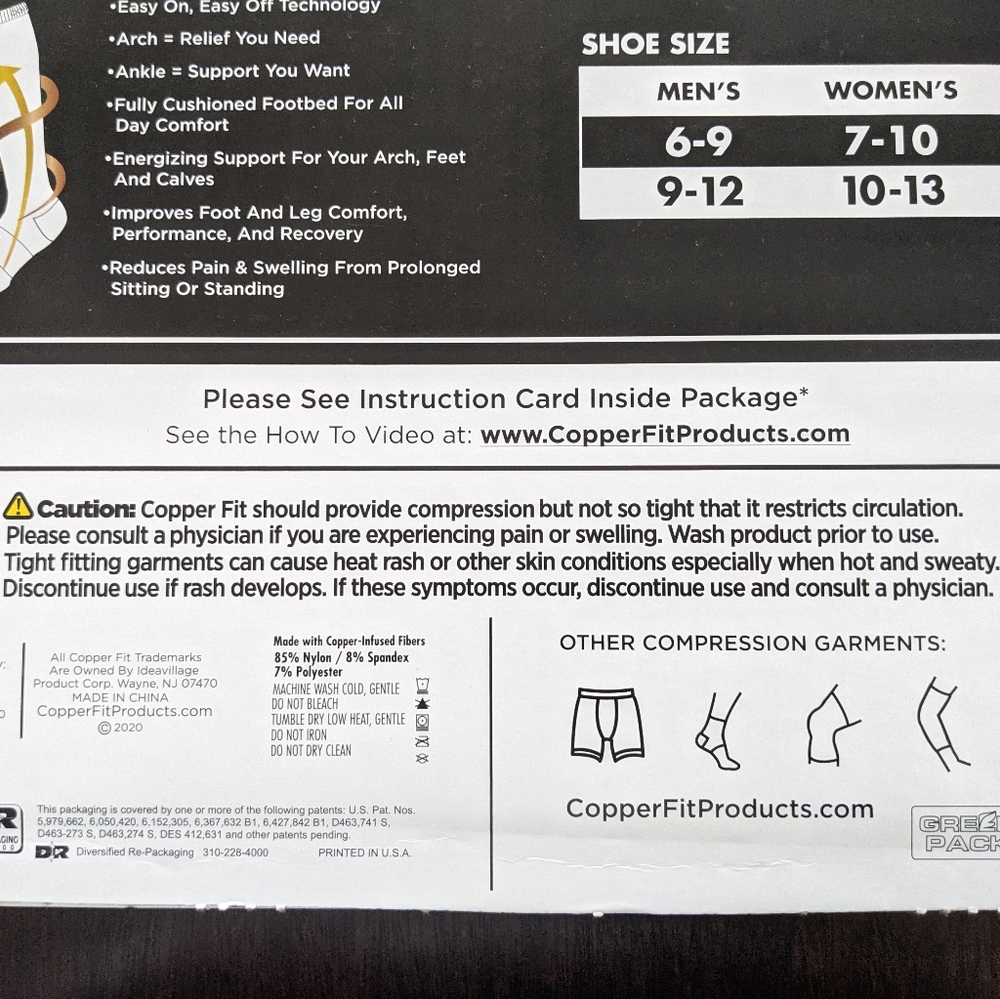 Copper Fit Energy Compression Socks 2 Pairs 7-10 - Picture 5 of 5